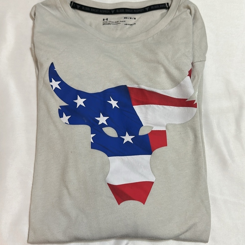 Men’s under Armour project rock Texas flag bull size medium shirt - Picture 4 of 5